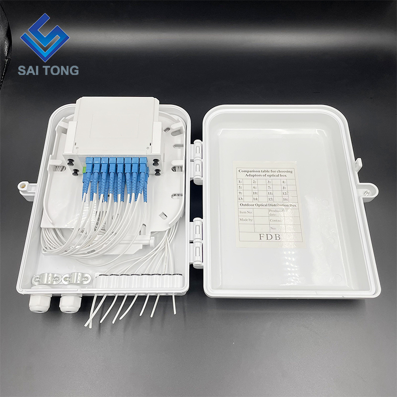 FTTH BOX 16 هسته ای در فضای باز جعبه توزیع فیبر 16 پورت با جعبه ترمینال تقسیم کننده 1x16 plc برای نصب روی دیوار و پایه