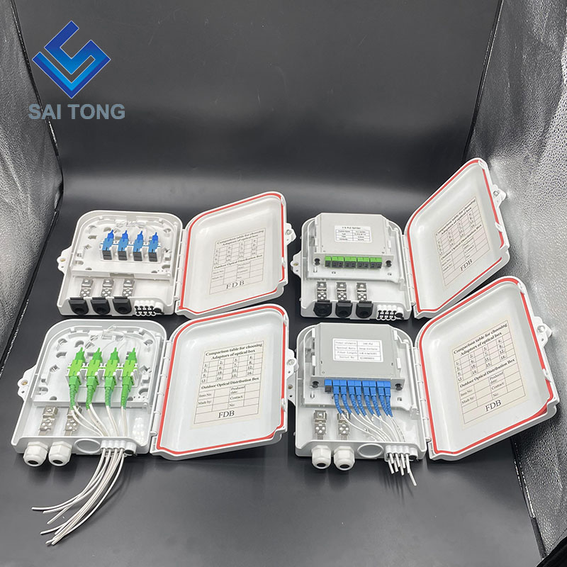 China Factory 48 core ftth box plc splitter 4 سینی جعبه توزیع نوری 2 در 8 پورت NAP برای تجهیزات فیبر نوری