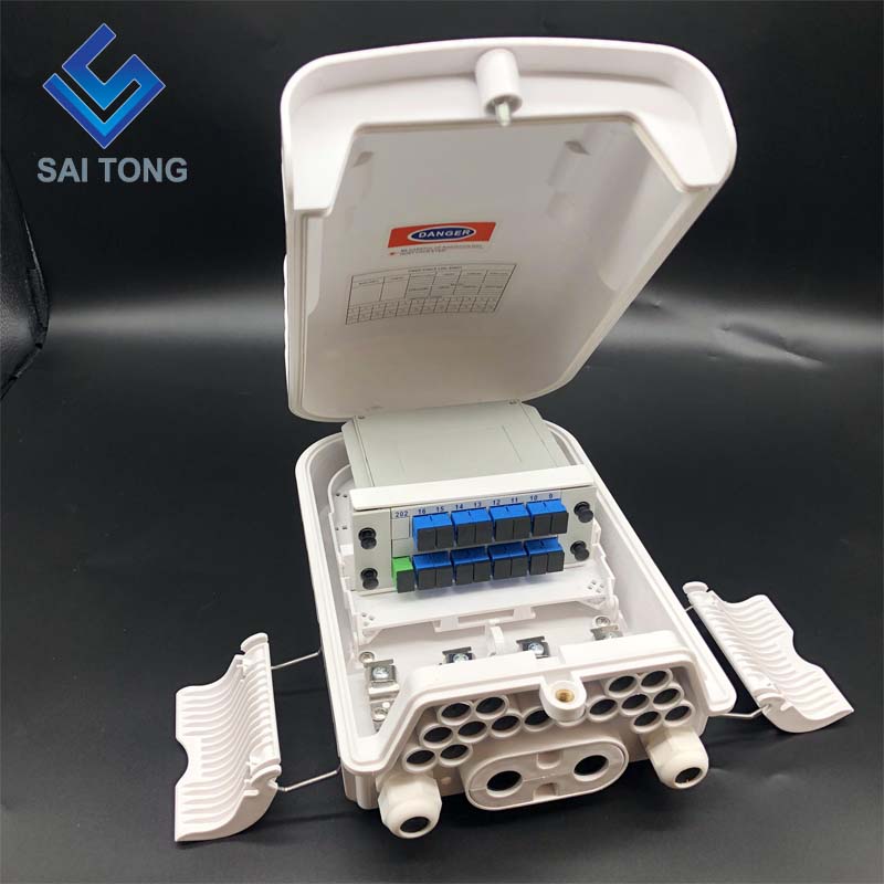 جعبه بسته شدن فیبر نوری Saitong 16 Core PLC FTTH FTTX FTTP Fiber Termination Box IP65 در فضای باز جعبه اتصال فیبر نوری سبک جدید