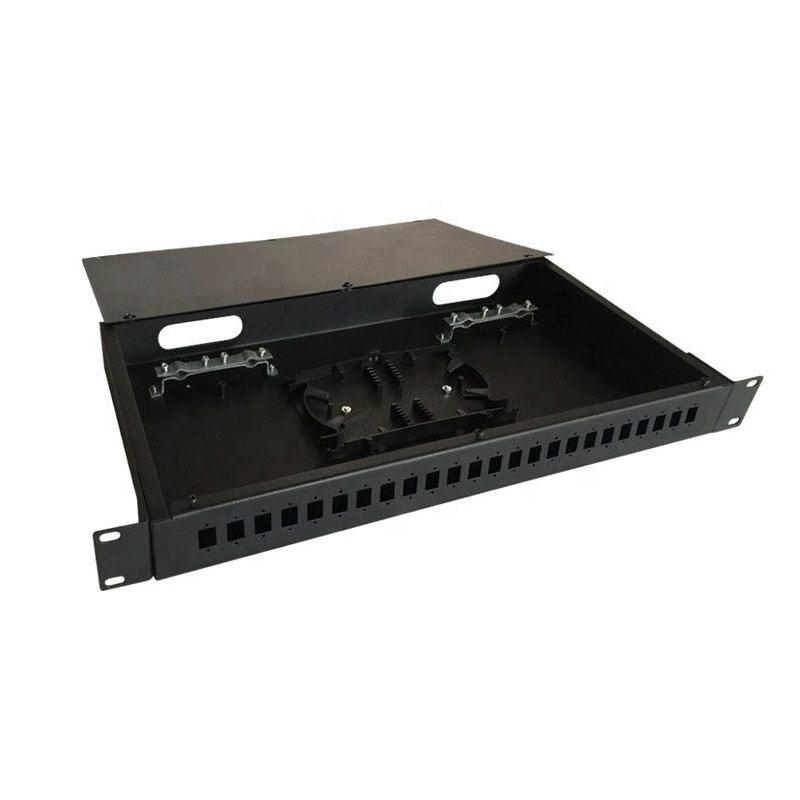 19 اینچ ftth 24 پورت sc fc lc st rack mount فیبر نوری قاب توزیع پچ پنل فیبر نوری پایه رک ODF 1u metal