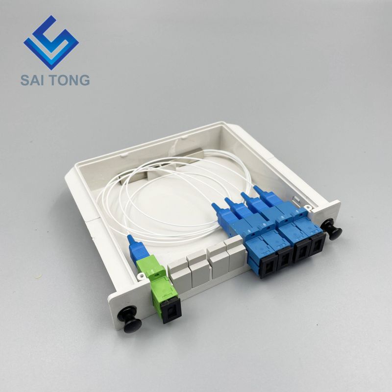 1:4 SC/UPC Rack Mount Plc Splitter ABS Box SC کانکتورهای UPC تقسیم کاست نوع 1X4 فیبر نوری