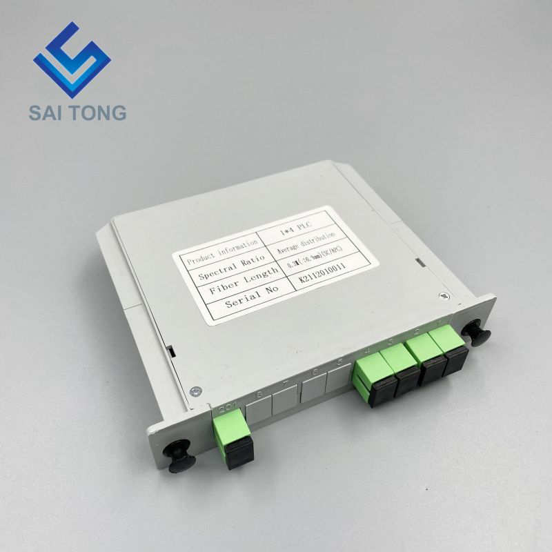 1:4 SC/APC Rack Mount Plc Splitter ABS Box SC UPC کانکتورهای کاست نوع 1X4 تقسیم فیبر نوری