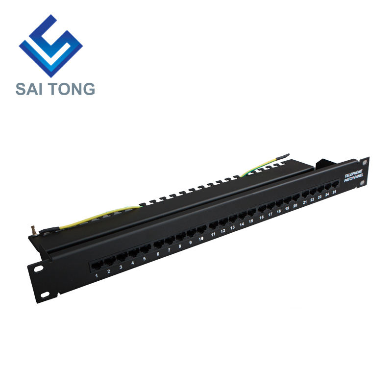 کت 1U 19'' 25 پورت RJ45 Krone، براکت فولادی Cat6 Patch Panel Blank Unshielded utp Cat5e CAT5 RJ45 Patch panel