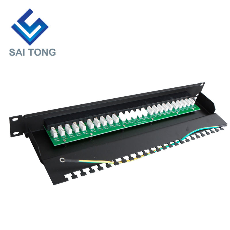 کت 1U 19'' 25 پورت RJ45 Krone، براکت فولادی Cat6 Patch Panel Blank Unshielded utp Cat5e CAT5 RJ45 Patch panel