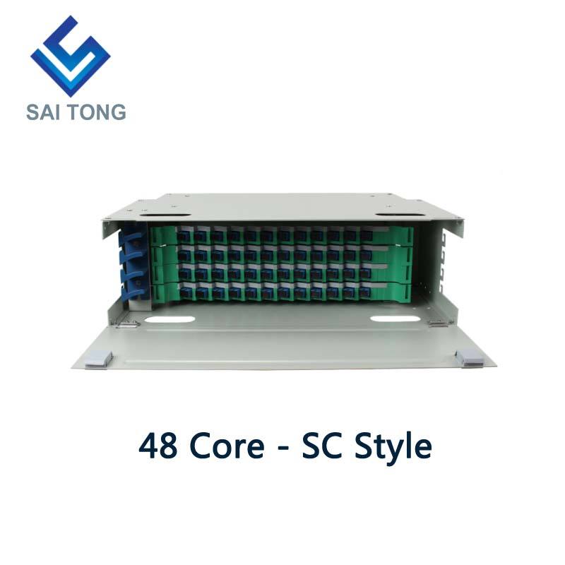 SaiTong FTTH 19 اینچ رک پایه 48 پورت کابینت SC/FC ODF 4 U 48 هسته فیبر نوری توزیع قاب اختیاری بار کامل