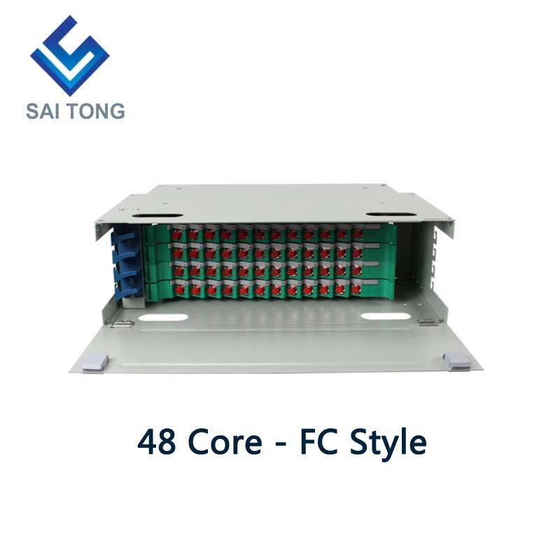 SaiTong FTTH 19 اینچ رک پایه 48 پورت کابینت SC/FC ODF 4 U 48 هسته فیبر نوری توزیع قاب اختیاری بار کامل