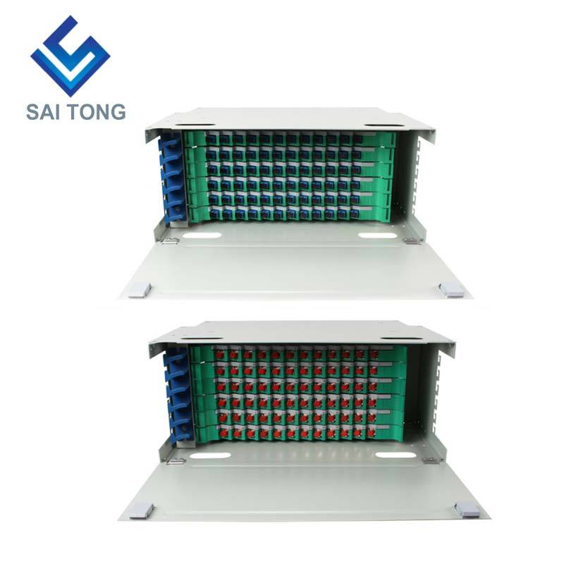 SaiTong FTTH 19 اینچ قفسه پایه 72 پورت کابینت SC/FC ODF 6 U 72 هسته فیبر نوری توزیع قاب اختیاری بار کامل