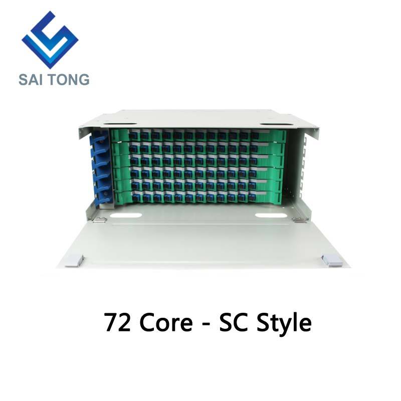 SaiTong FTTH 19 اینچ قفسه پایه 72 پورت کابینت SC/FC ODF 6 U 72 هسته فیبر نوری توزیع قاب اختیاری بار کامل