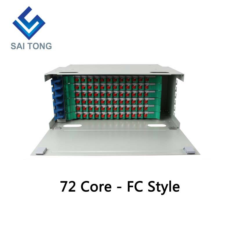 SaiTong FTTH 19 اینچ قفسه پایه 72 پورت کابینت SC/FC ODF 6 U 72 هسته فیبر نوری توزیع قاب اختیاری بار کامل